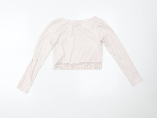 Womens UK Size S H&M Pink Cropped Blouse