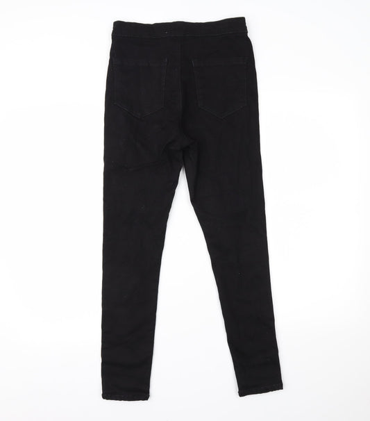 Back view of Miss Selfridge women’s black denim skinny jeans, size UK 10, 26-inch leg
