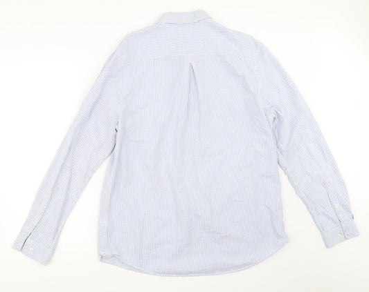 River Island Mens Blue Striped Button-Up Size L