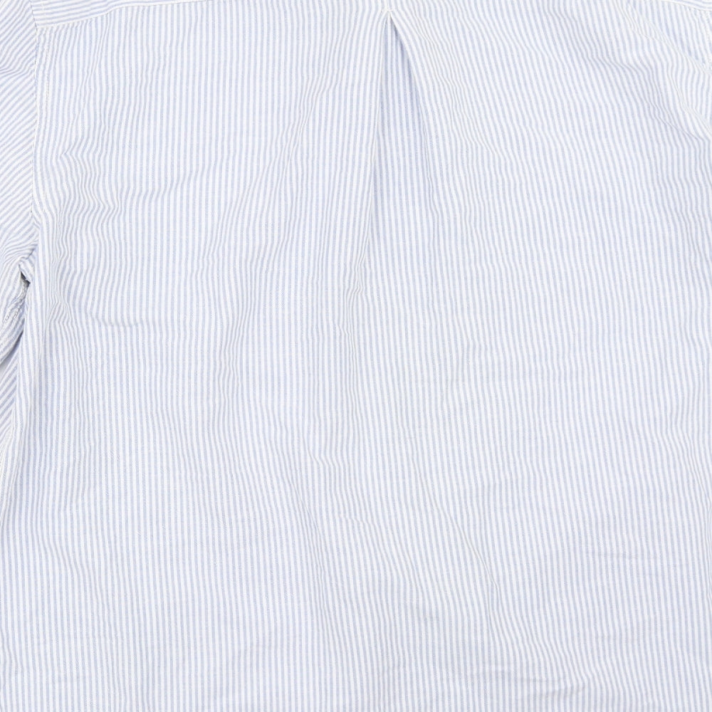 River Island Mens Blue Striped Button-Up Size L