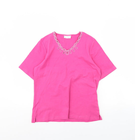 Additional front view of Cotswold women’s pink basic t-shirt, size M