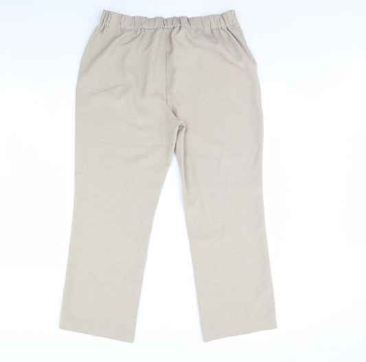 Womens UK Size 14 straight leg Regular Fit Dress Pants Beige Trousers