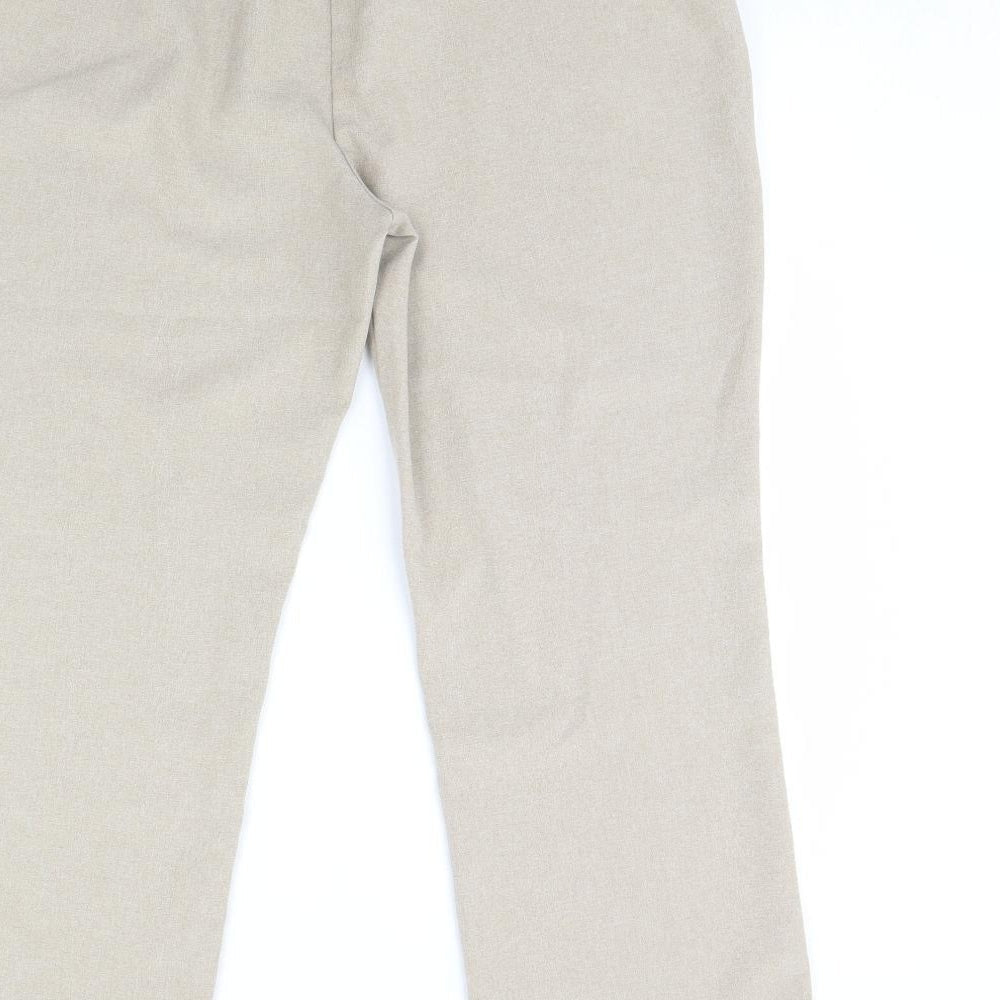Womens UK Size 14 straight leg Regular Fit Dress Pants Beige Trousers