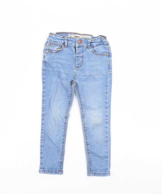 Additional front view of Denim & Co. girls’ blue denim skinny jeans, size 3, years