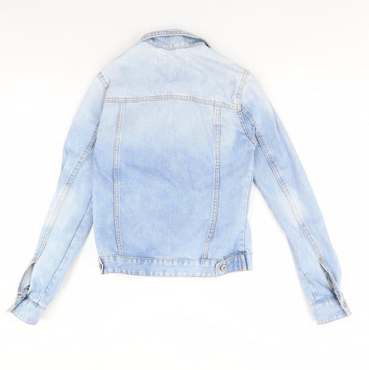Back view of Denim & Co. women’s blue denim jacket, size UK 4