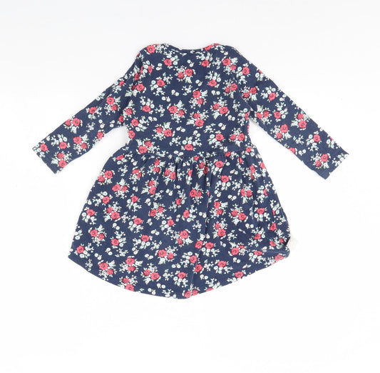 Paty kids Girls Blue Floral Basic Blouse Size 4 Years