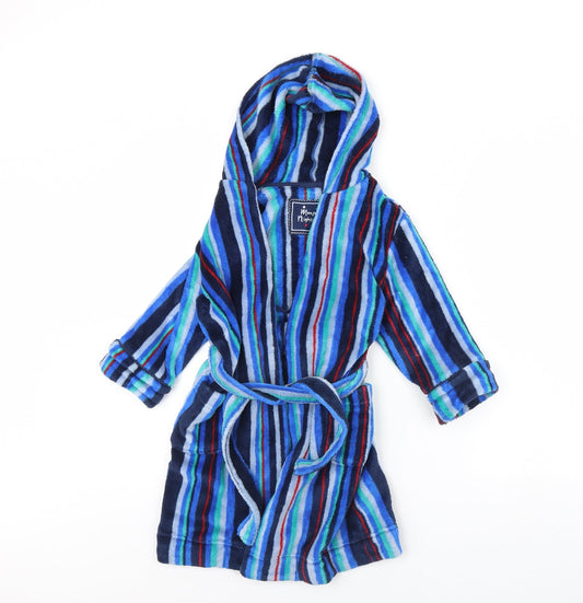 Monsoon Boys Blue Striped Fleece Robe Size 4 Years