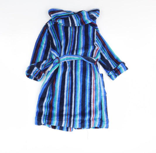 Monsoon Boys Blue Striped Fleece Robe Size 4 Years