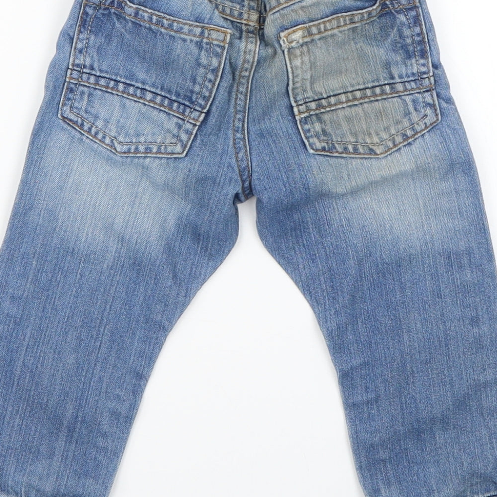 Brand and care label for Next Baby Blue Capri Jeans, size 12-18, Months