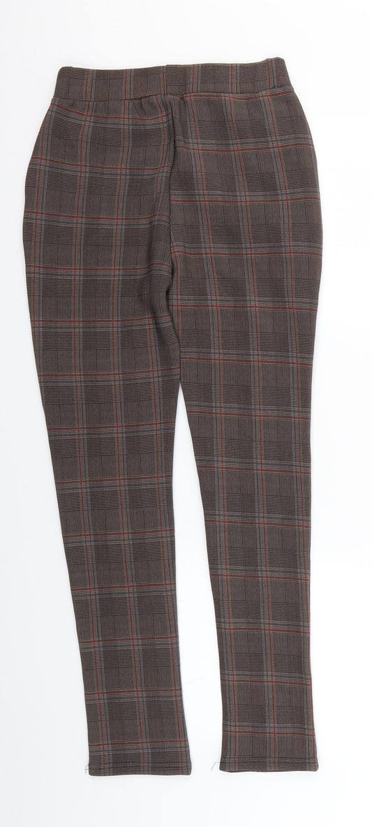 cc fashion Womens Brown Check Chino Trousers Size S L25.5 in