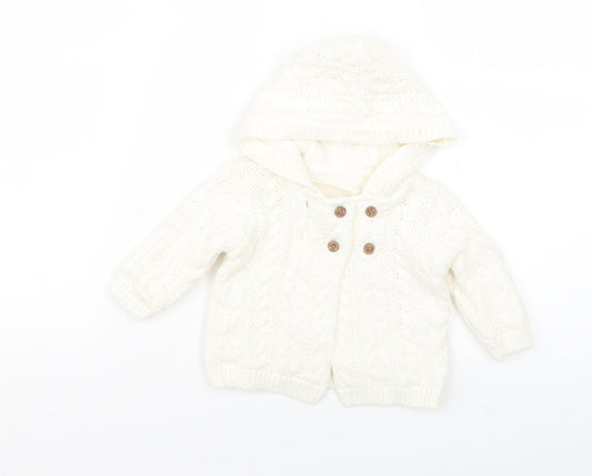 TU Baby White Basic Coat Coatigan Size 0-3 Months