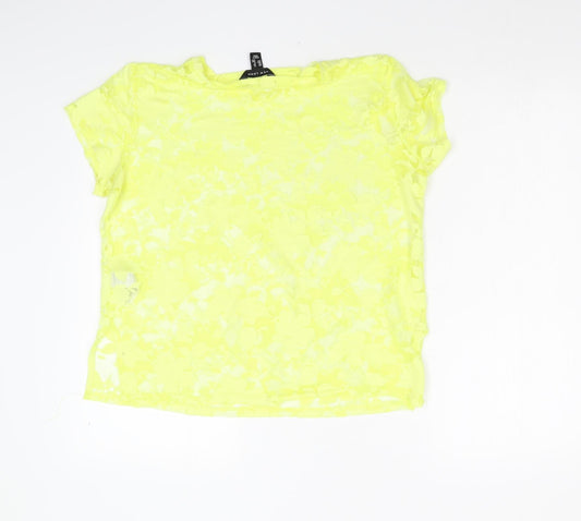 Womens UK Size 12 New Look Yellow Basic T-Shirt