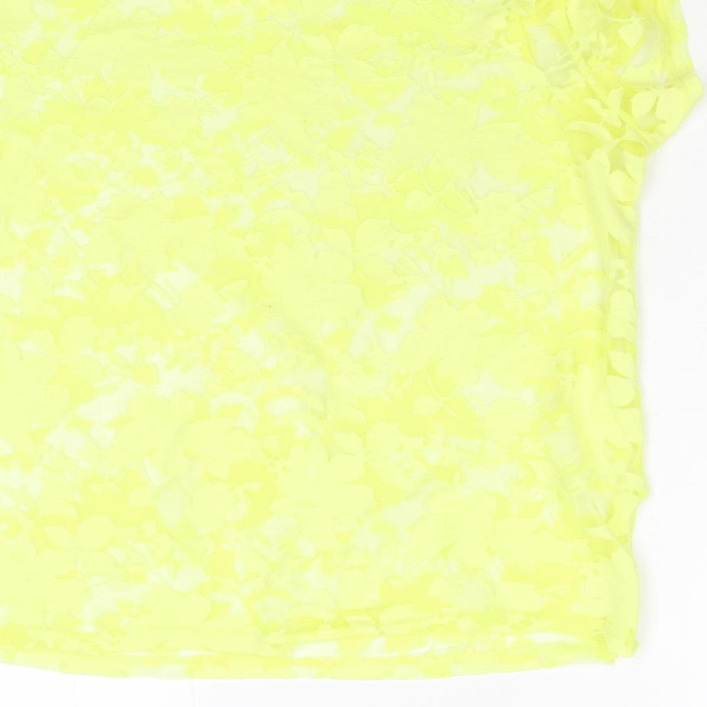 Womens UK Size 12 New Look Yellow Basic T-Shirt