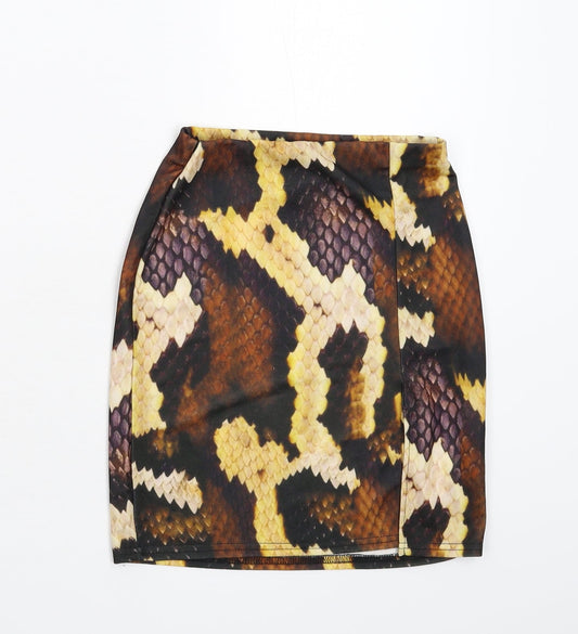 Additional front view of Missguided women’s multicoloured animal print straight & pencil skirt, size UK 6