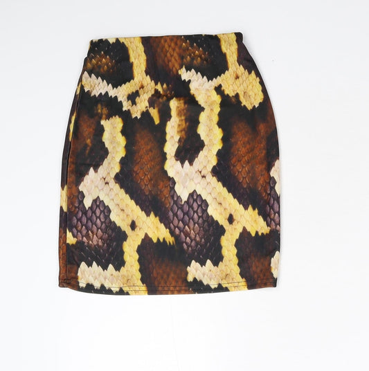 Missguided Womens Multicoloured Animal Print  Straight & Pencil Skirt Size 6
