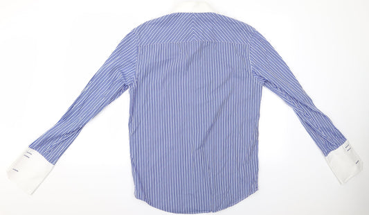 Mens UK Size 15.5 NEXT Blue Button-Up Long Sleeve Casual Shirt