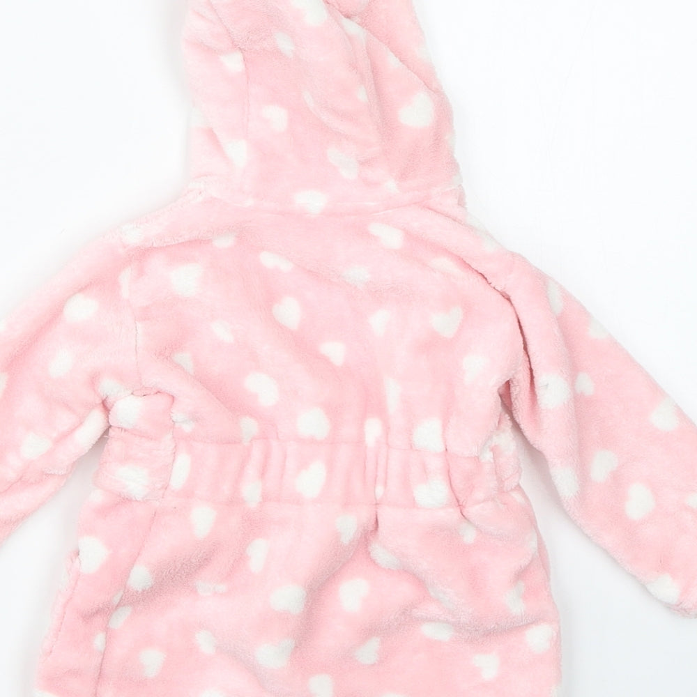 Brand and care label for George girls’ pink polka dot robe, size 6-9, months