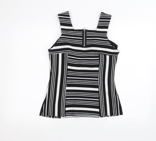 George Womens Black Striped Basic Blouse Size 10