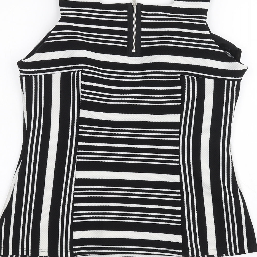 George Womens Black Striped Basic Blouse Size 10