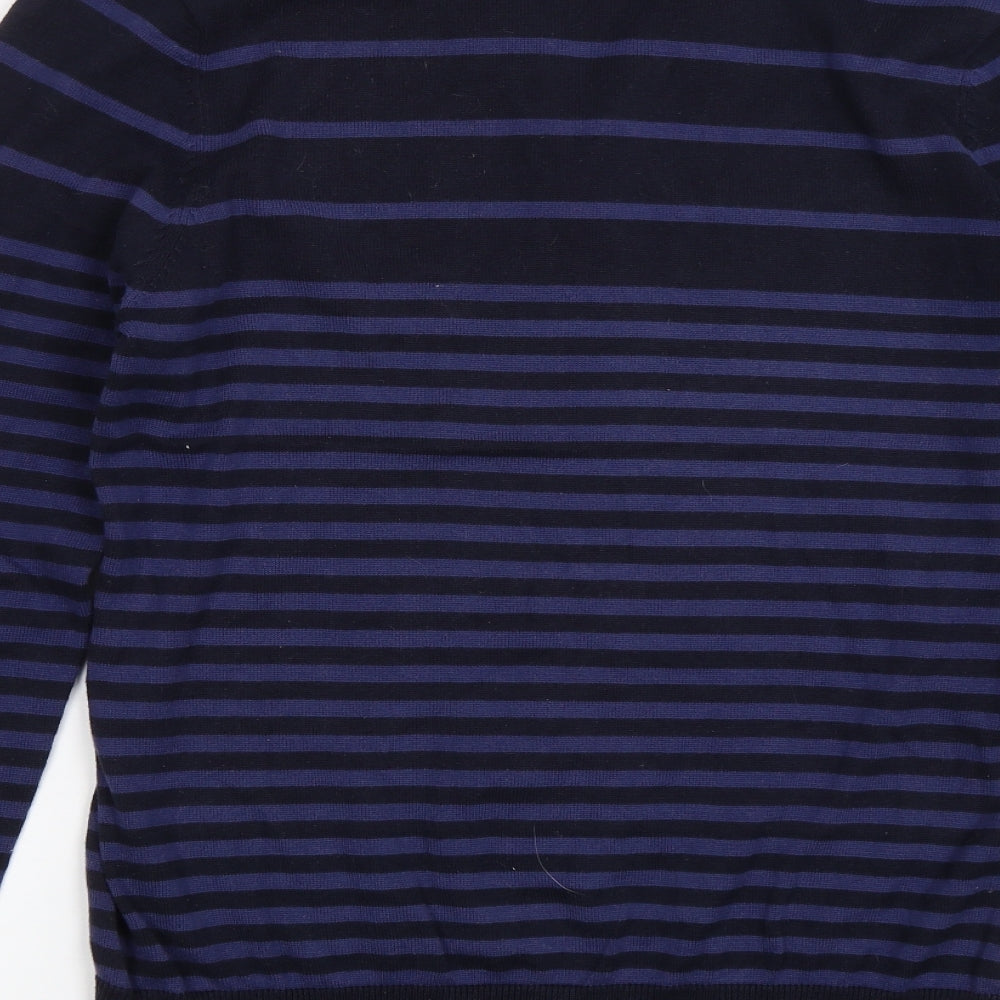 F&F Mens Blue Striped Pullover Jumper Size S