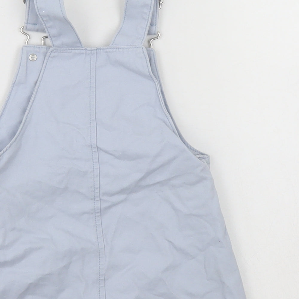F&F Girls Blue Floral Pinafore/Dungaree Dress