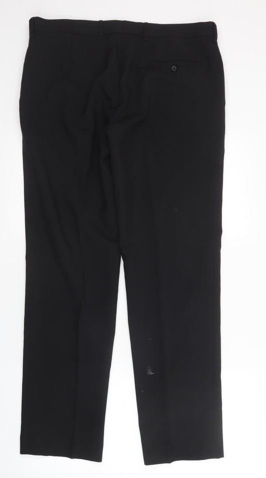 tailor & cutter Mens Black Trousers Size 34 in L31 in