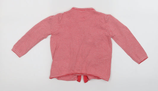 F&F Girls Red Striped Cardigan Jumper Size 12-18 Months