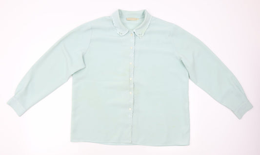 Womens UK Size 18 EWM Green Basic Button-Up
