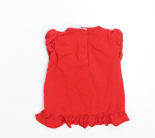 Minicone Girls Red Basic T-Shirt Size 9-12 Months