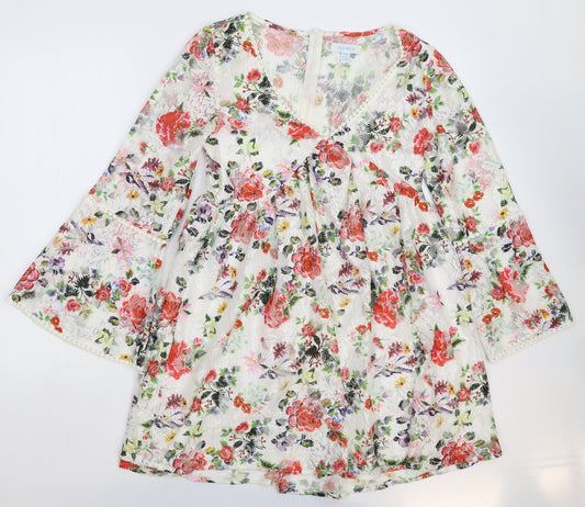 Blue Vanilla Womens White Floral Lace Fit & Flare Size 10