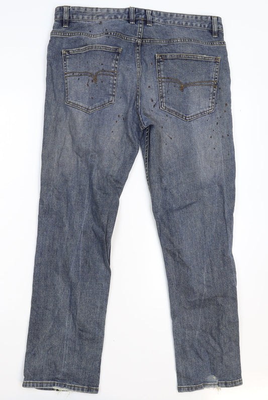 NEXT Mens Blue Denim Straight Jeans Size 34 L28 in
