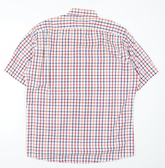 Olymp Mens Red Check Button-Up Size L - Blue