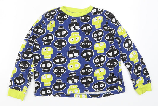 Preworn Boys Blue Geometric Pyjama Top Size 8-9 Years - Skulls