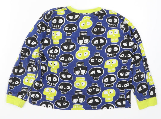 Preworn Boys Blue Geometric Pyjama Top Size 8-9 Years - Skulls