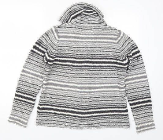 EWM Womens Grey Striped Knit Cardigan Jumper Size 14