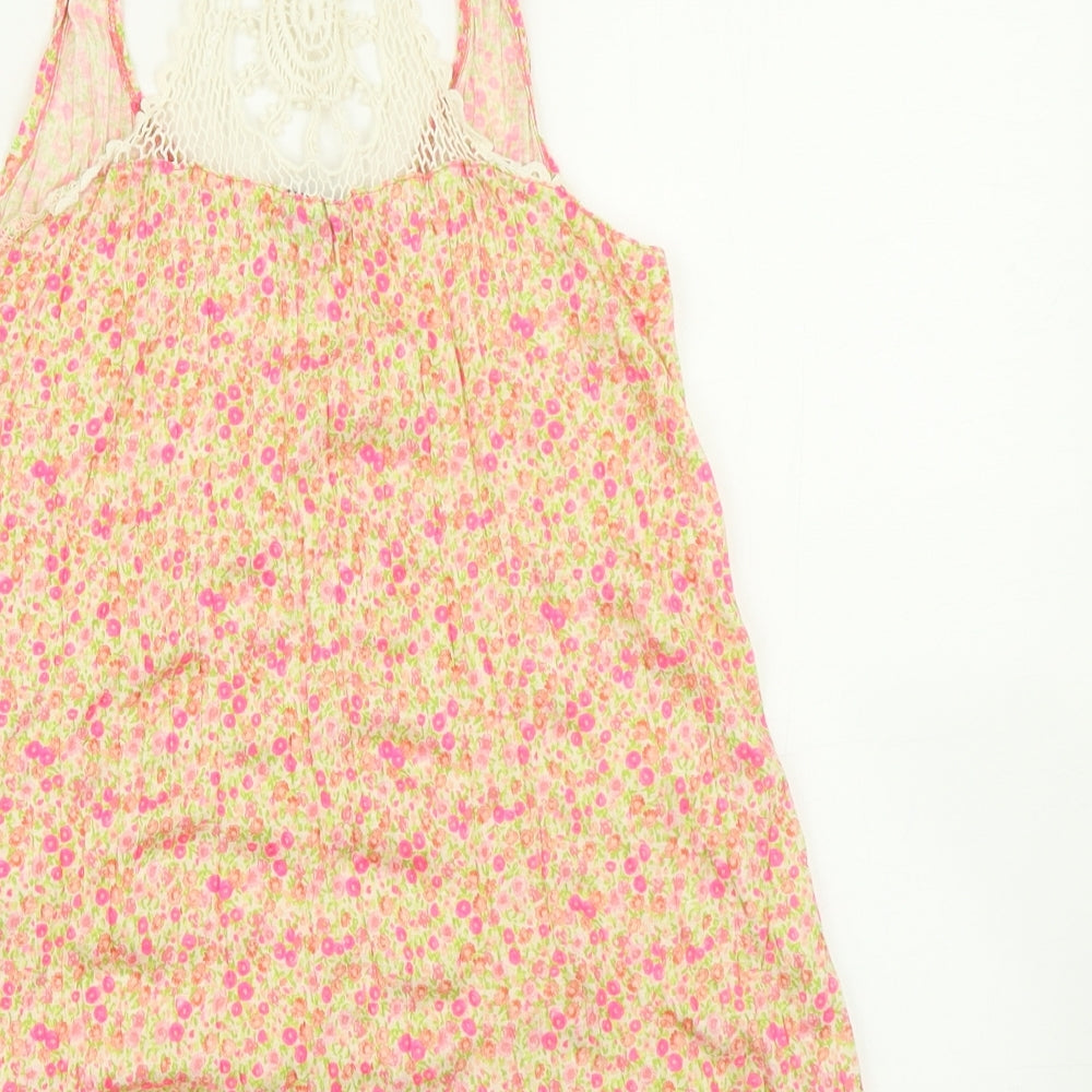 Miss Selfridge Womens Orange Floral Basic Tank Size 8