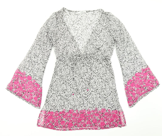 George Womens Black Floral A-Line Size S