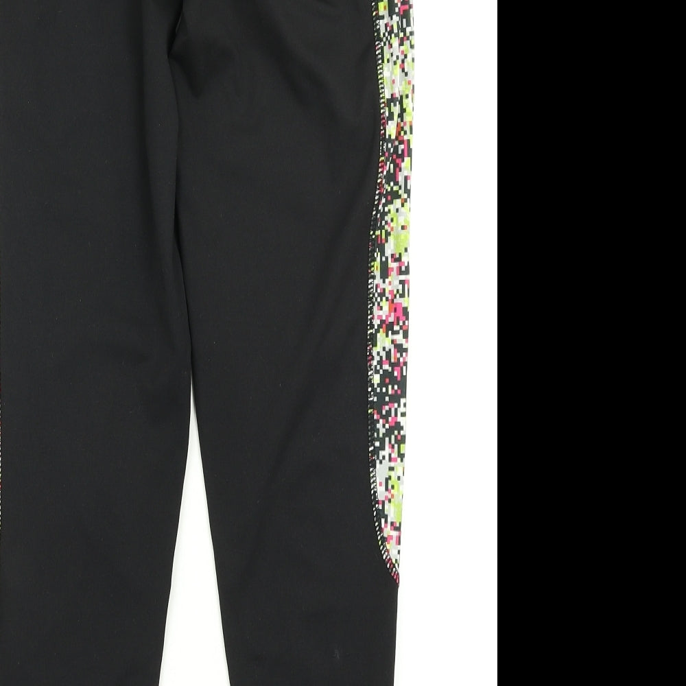 Workout Womens Black Spotted Compression Leggings Size S L26 in
