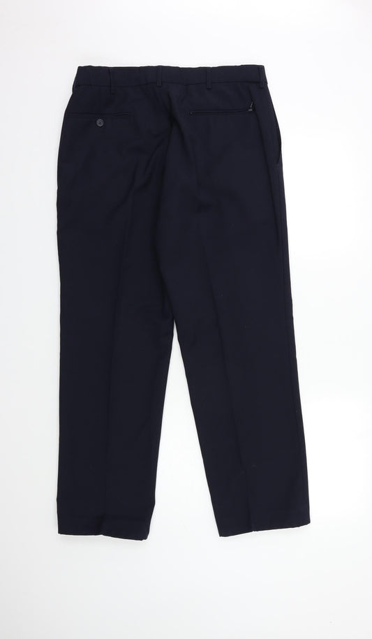 Mens UK Size 34 in Classic Regular Fit Blue Trousers
