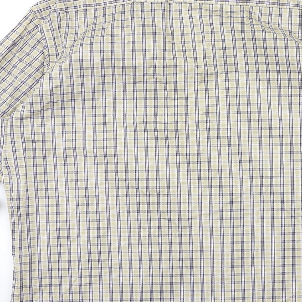 Mens UK Size 16 Eterna Beige Button-Up Long Sleeve Casual Shirt