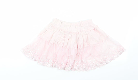 naqu Girls Pink Floral Flare Skirt Size 5-6 Years