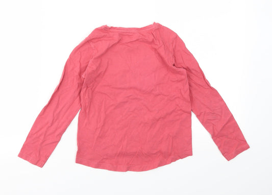 Vertbaudet Girls Pink Animal Print Basic T-Shirt Size 6 Years