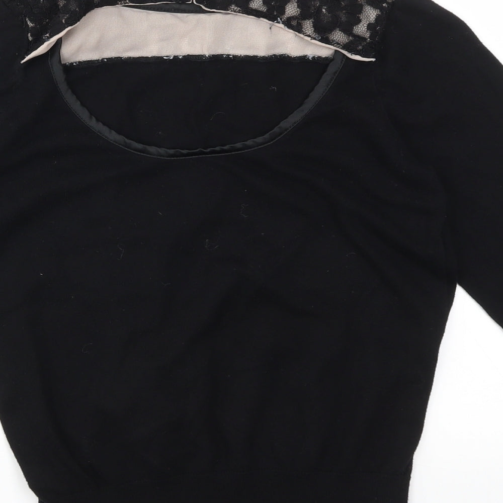 Womens UK Size S Oasis Black Basic T-Shirt