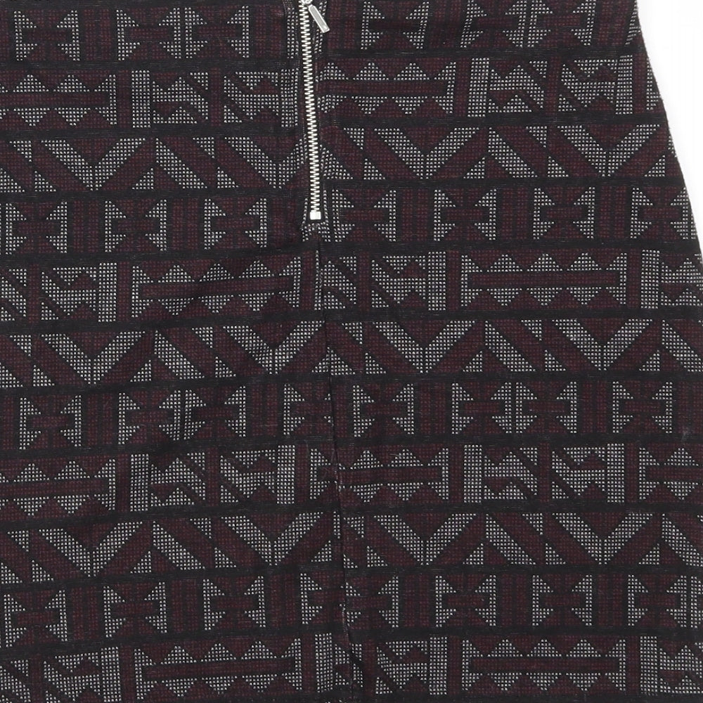 New Look Womens Multicoloured Argyle/Diamond A-Line Skirt Size 10 - stretch waistband