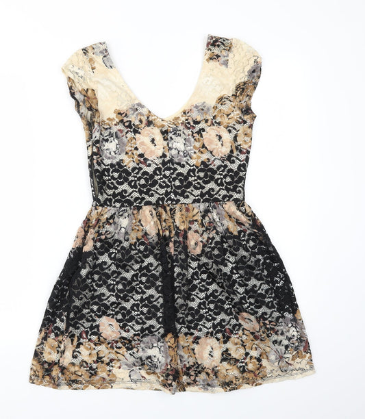 Topshop Womens Multicoloured Fit & Flare Size 6