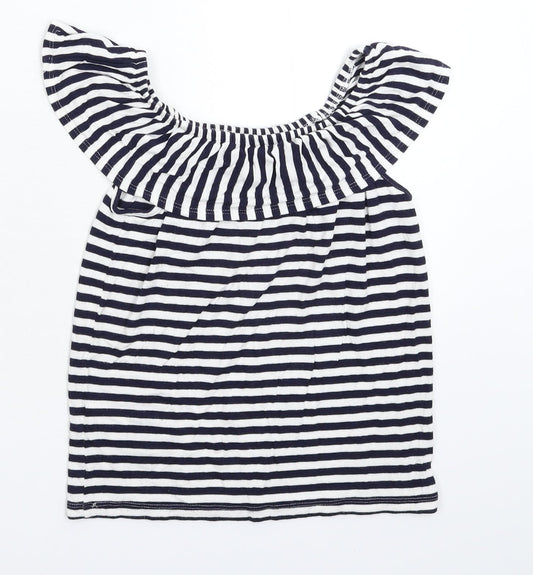 Avenue Girls Blue Striped Basic T-Shirt Size 7-8 Years