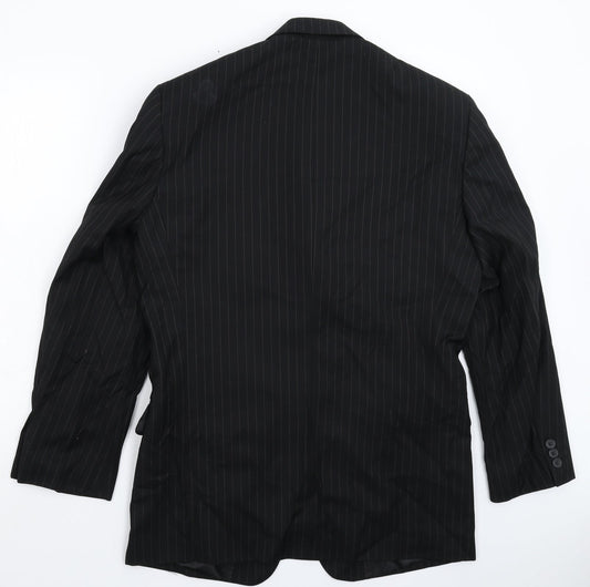 Henley & Knight Mens Black Striped Jacket Suit Jacket Size 38