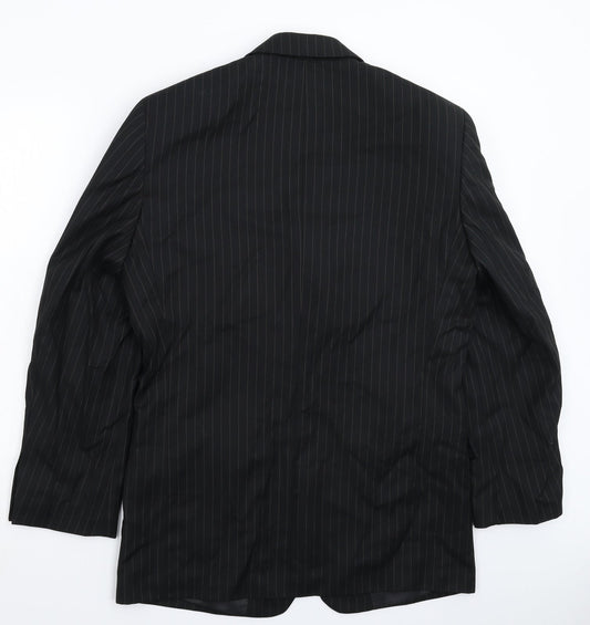 Henley & Knight Mens Black Striped Jacket Suit Jacket Size 38