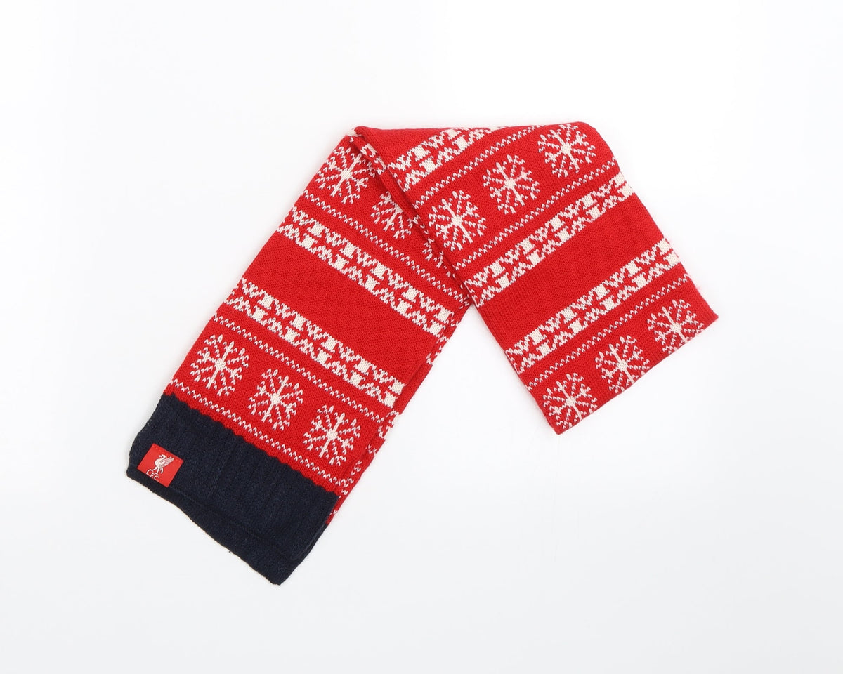 Front view of Liverpool FC unisex red fair isle scarf one size