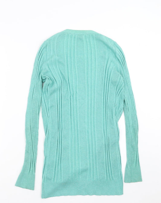 Dorothy Perkins Womens Green Striped Knit Cardigan Jumper Size 8